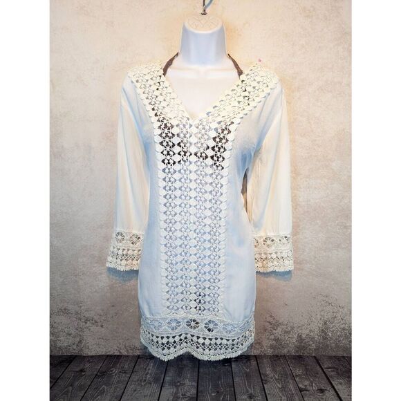 Solitaire swim see-through white tunic medium - Picture 1 of 6